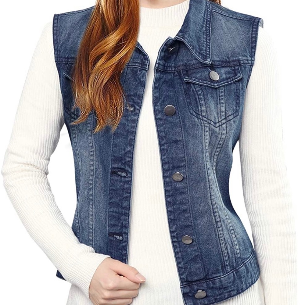 ALLEGRA K Button Up Jean Vest